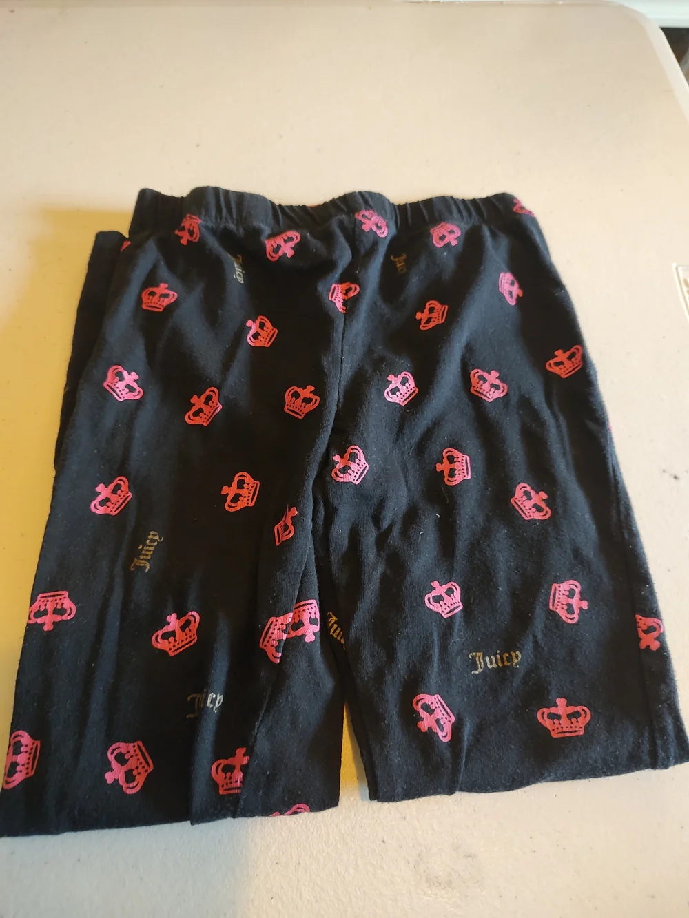 Juicy Couture Kids Black Crown Print Girls Leggings Size Youth Small (6-8)
